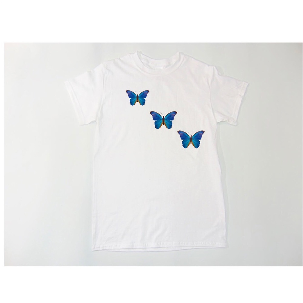 Blue butterfly T-shirt